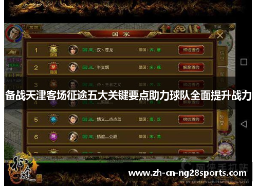 备战天津客场征途五大关键要点助力球队全面提升战力