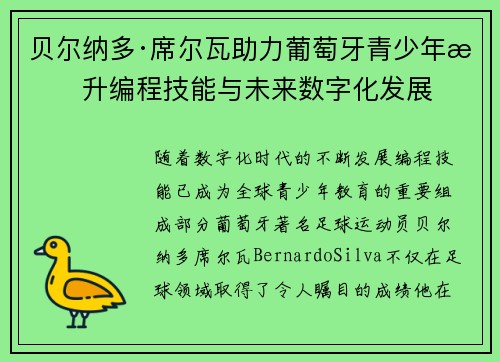 贝尔纳多·席尔瓦助力葡萄牙青少年提升编程技能与未来数字化发展